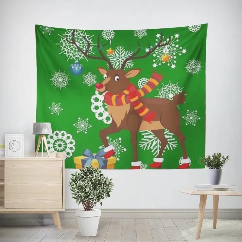 Cartoon Weihnachtsmann Muster Wandteppich Zuhause Schlafzimmer Wohnzimmer Wanddekoration Weihnachts-Themen Wandteppich