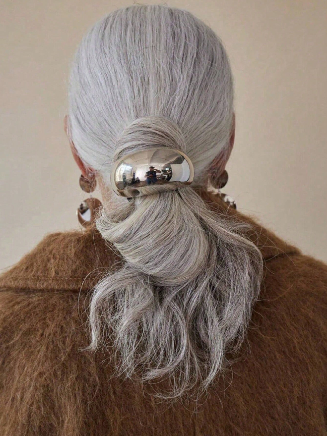 

1 шт. Модная панк геометрическая металлическая заколка для волос хвостик резинка для волос для женщин простой аксессуар для волос эластичная резинка повязка на голову Size fits all серебряный