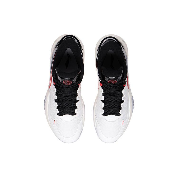 Lining Lightweight High Shock Absorption Anti-Slip Wear-Resistant High-Top Basketball Shoes Men Sneakers White Black Red ABAS097-2