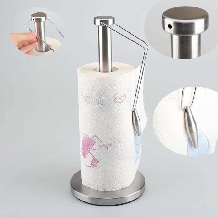 New Paper Towel Holder Stainless Steel Paper Towel Holder with Non-Slip Mat Fits Standard and Jumbo-Sized Rolls for Kitchen