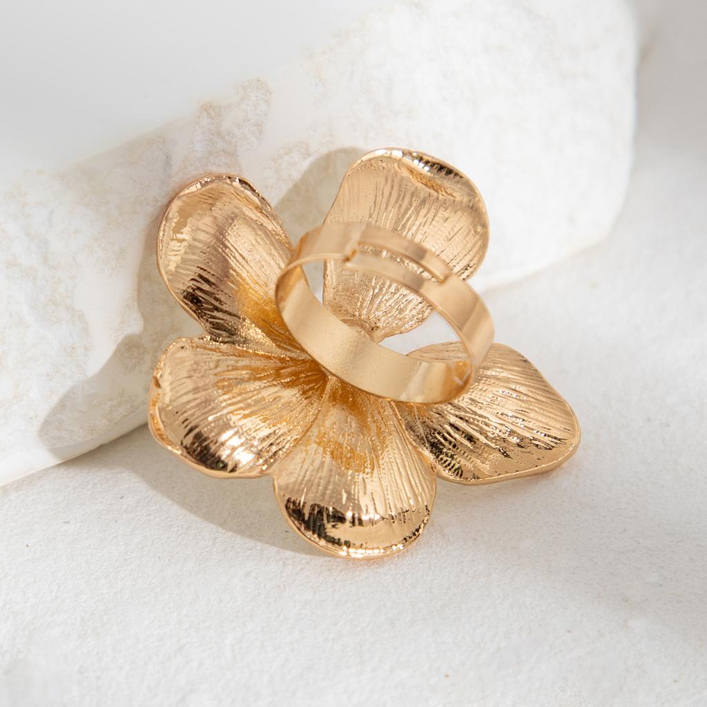 6 Stile Eleganter Großer Weißer Blume Verstellbarer Ring für Damen Vintage Blütenblätter Offener Klobiger Fingerring Brautschmuck Hochzeit