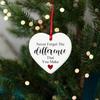 Never Forget The Difference You Make Ornament, 2.7 Inch Heart Shaped Ceramic Hanging Sign with pirational Quote, Appreciation Gift for Teachers,
