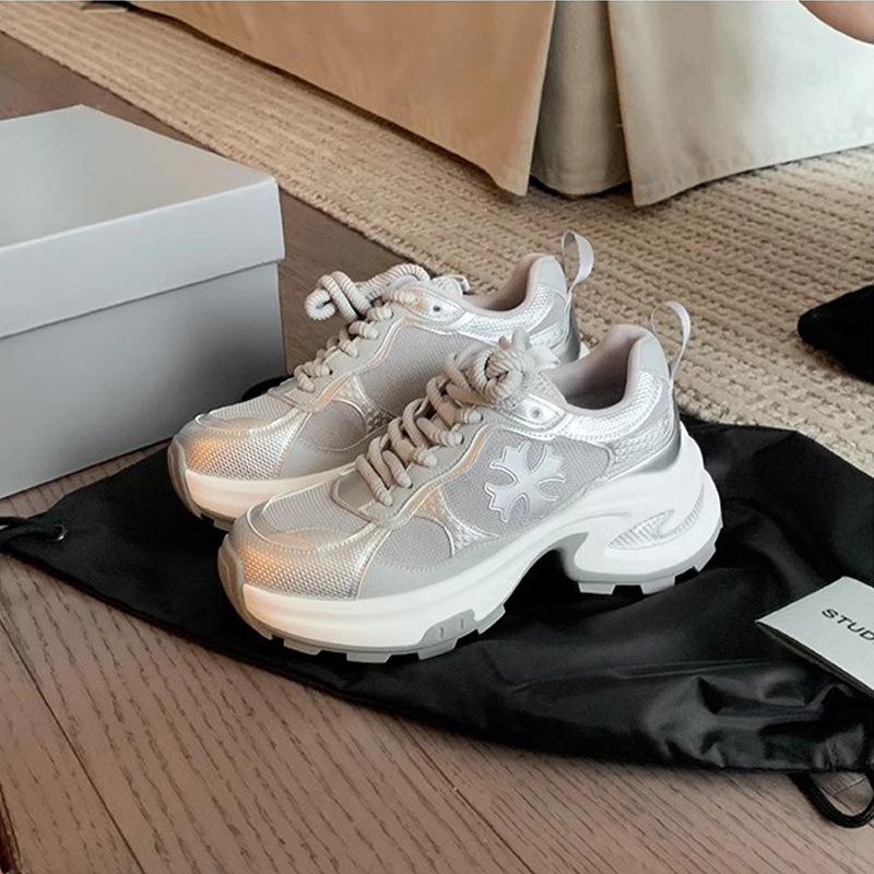 Grape mother Studiolee spring new fashionable cross flower heightening platform lace-up versatile sports dad shoes