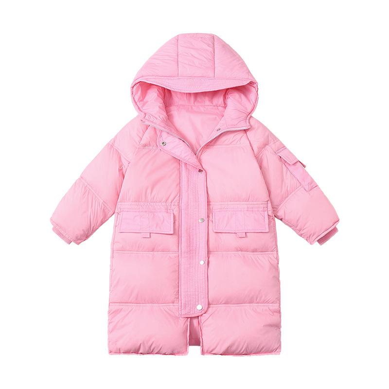 Jachetă de puf de lungime medie pentru copii Uniformă școlară peste genunchi Jachetă de puf groasă