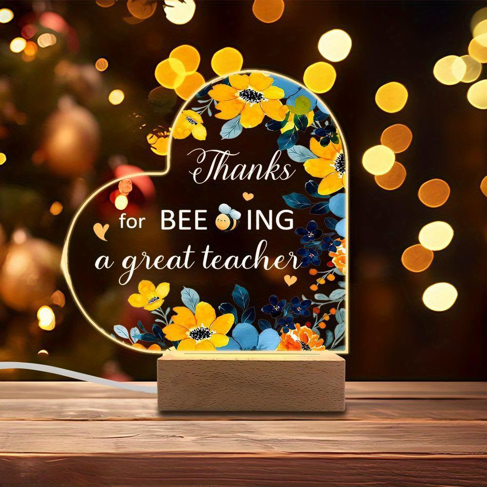 

1PC Acrylic Luminous Ornament Photography Accessories, USB Base, Female Teacher Gift, Yellow Floral Figurines Plastic чистый