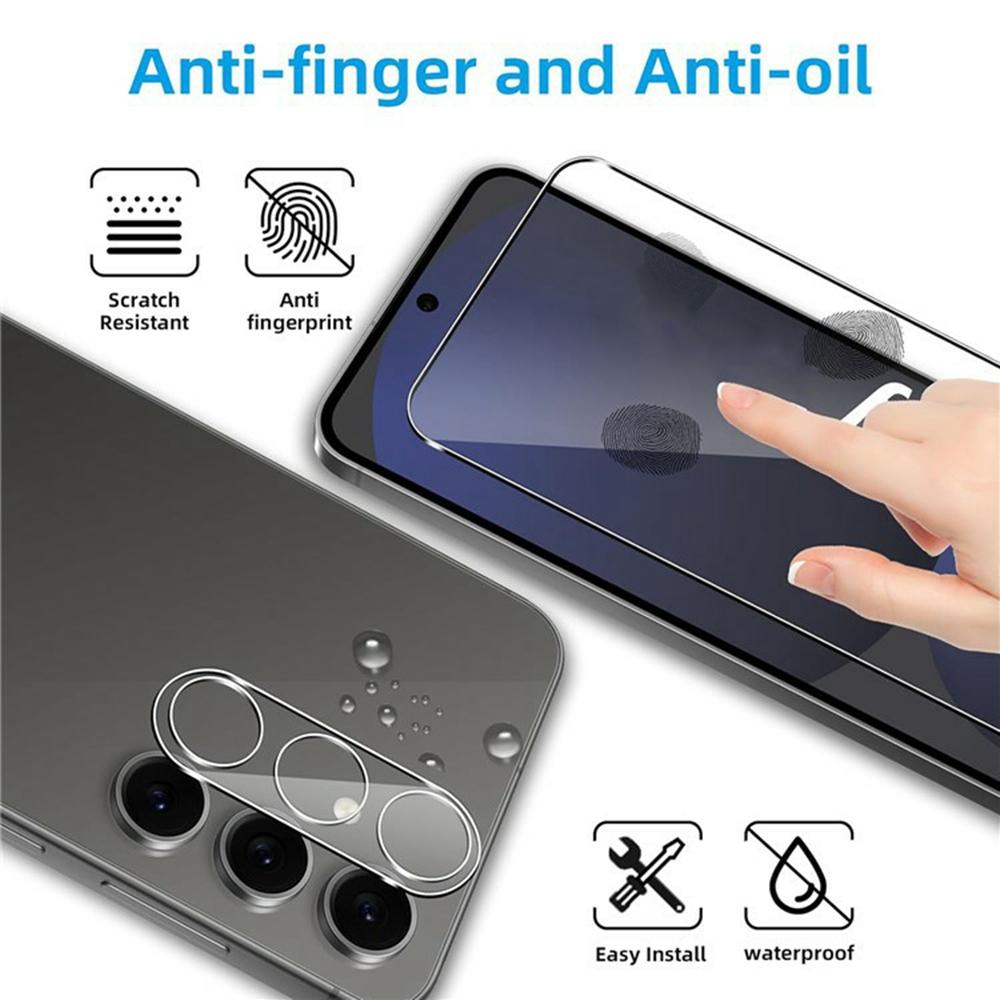 2Pcs For Samsung Galaxy A26 5G Screen Protector 2.5D Arc Edge High Clarity Tempered Glass Film with Camera Lens Film