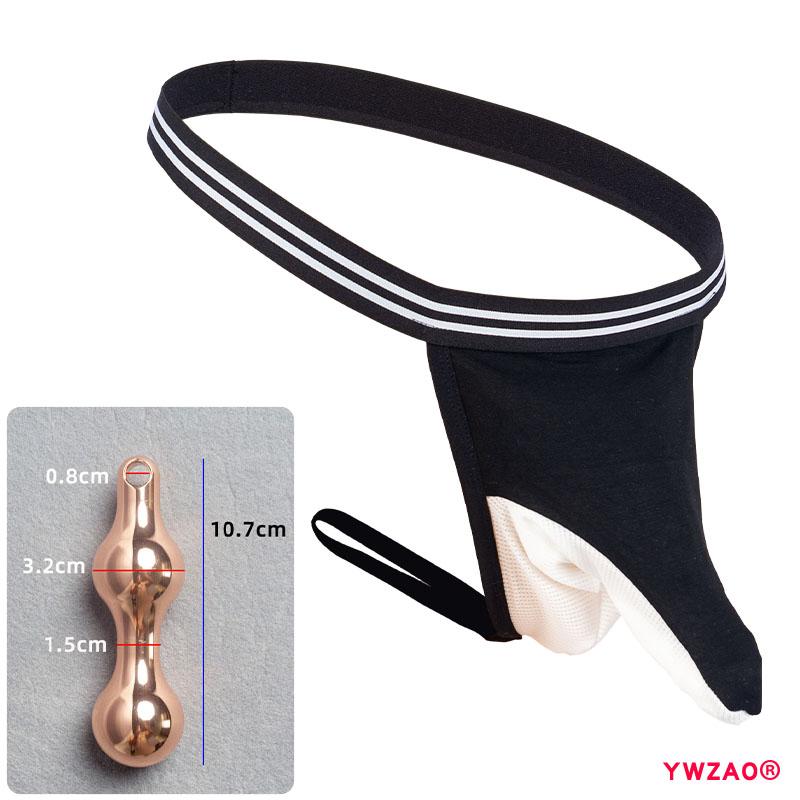 YWZAO Insertable Anal Plug Mens Underwear Thong Separate Pouch Design Black N28
