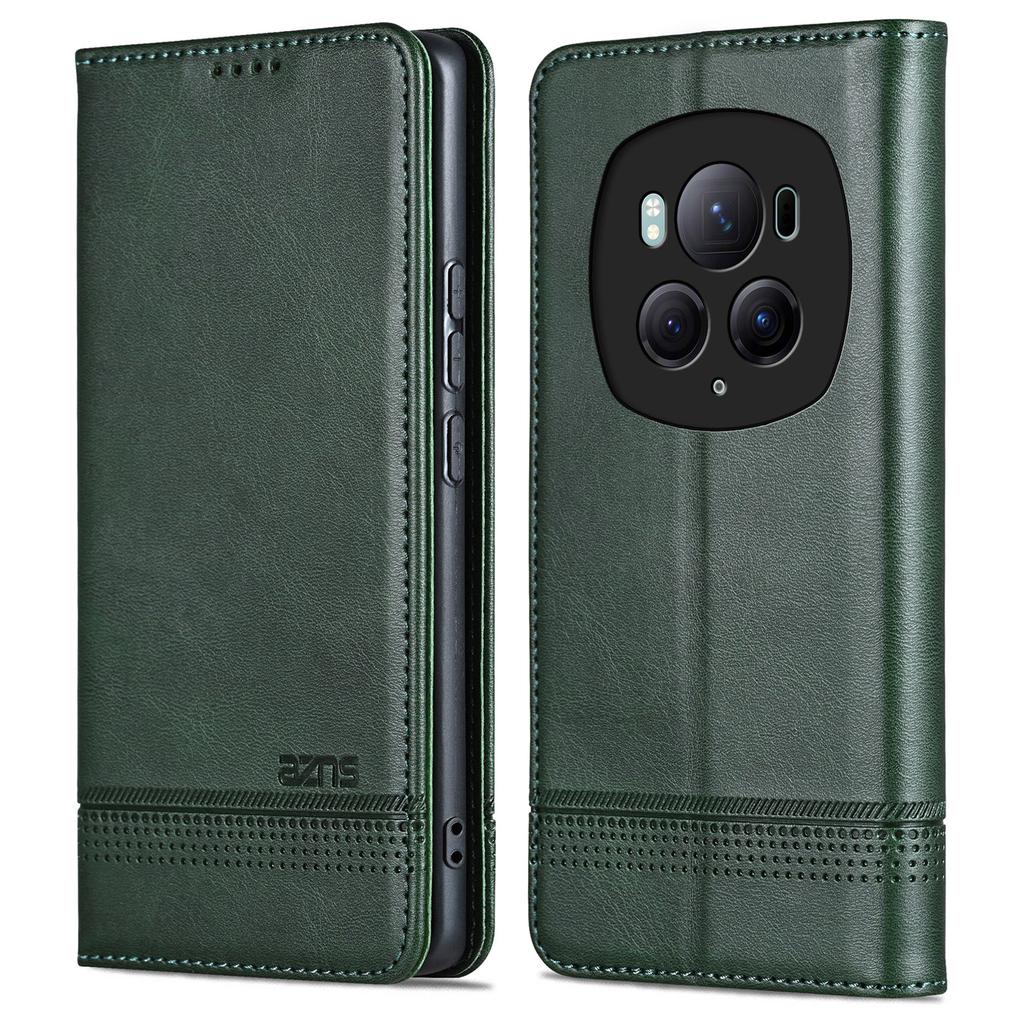 AZNS For Honor Magic6 Pro 5G Magnetic Case Cowhide Texture Leather Phone Stand Cover