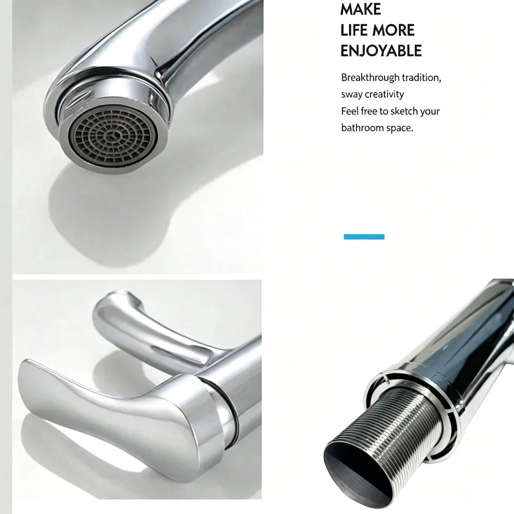 Single Hole Single Lever Lavatory Water Tap Polished Chrome Hot/Cold Mixer Faucet with 2 Water Hoses