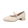Square Head Thick Heel Mary Jane Shoes Women's New Soft Leather Retro Light Mouth Low Heel 3cm Single Shoes Women