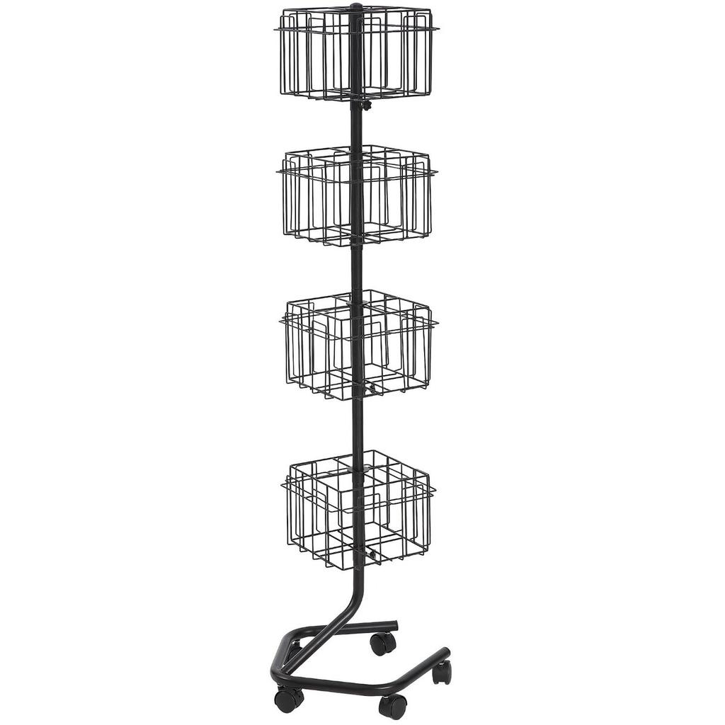 Brochure Display Rack 32-Pocket Rotating Literature Display Stand 5 Wheels