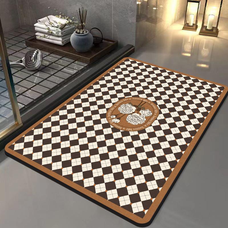 Simple Bathroom Floor Mat, Quick-Drying Diatom Mud Floor Mat, Kitchen Mat, Bathroom Floor Mat, Bathroom Non-Slip Mat