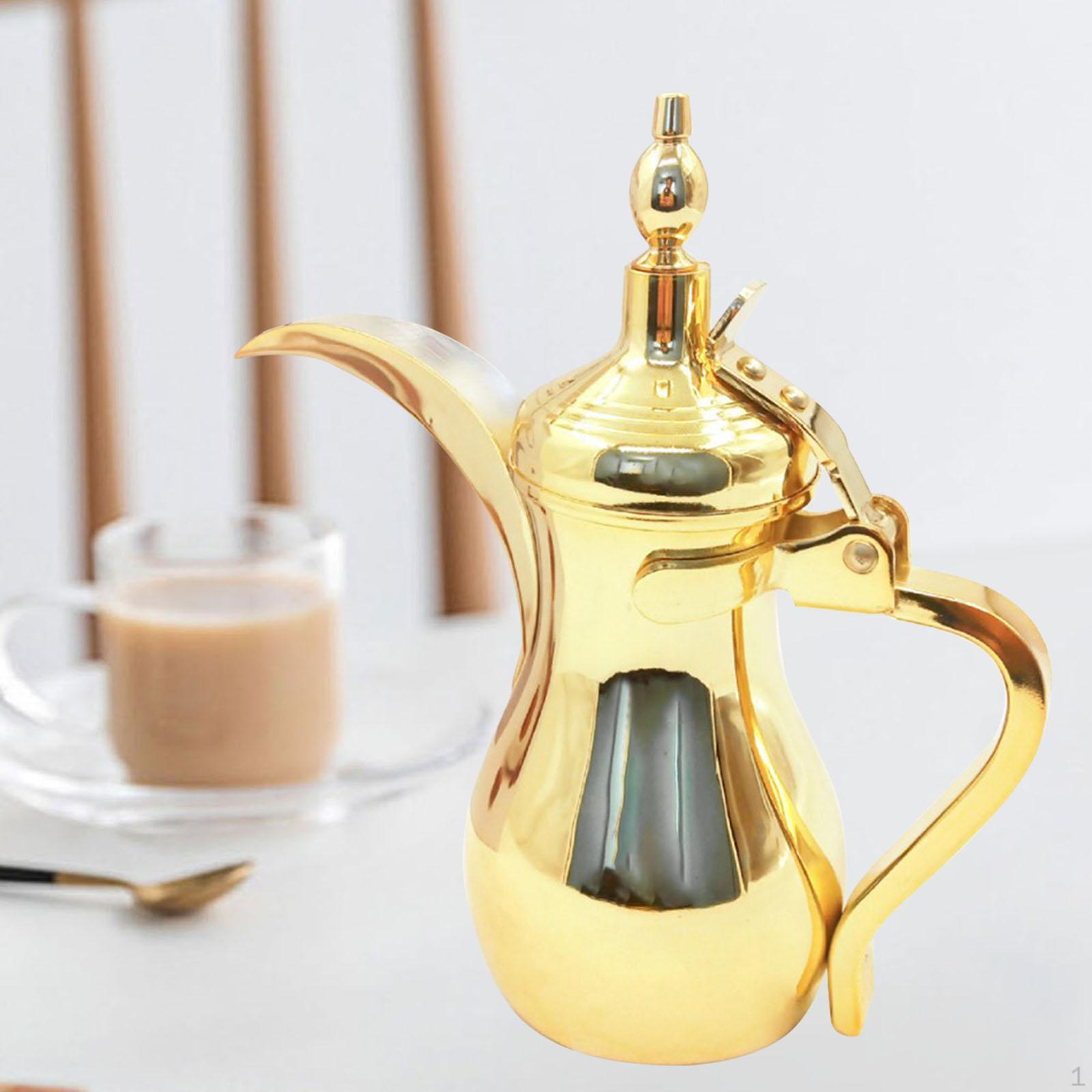 

Арабский кофейник, графин, прочный чайник, роскошный портативный чайник, нержавеющая сталь для дома 26oz Gold