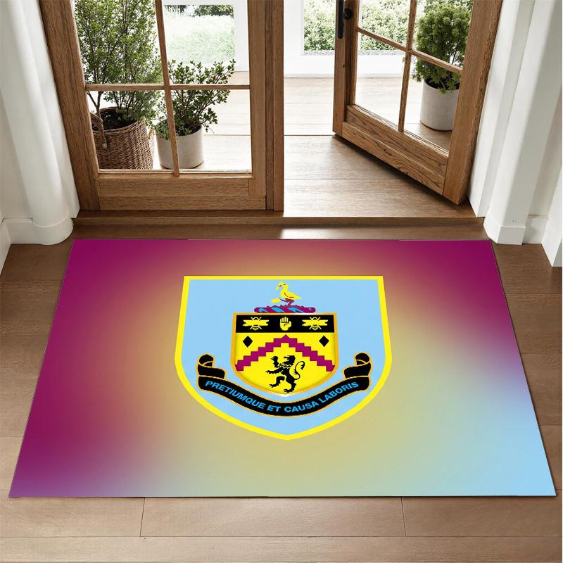 Burnley Football Design Crystal Velvet Rug Soft Decorative Mat for Bedroom Entrance