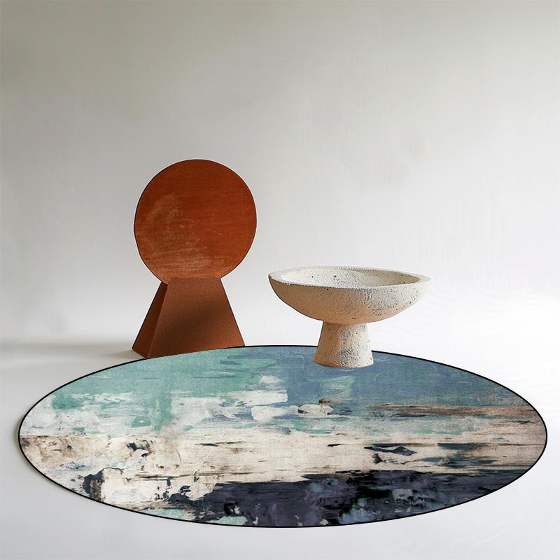 

Abstract Round Carpet Modern Home Rug Golden Luxury Soft Non-slip Large Area Rugs for Bedroom Coffee Tables Mat 60cm 23.62 in