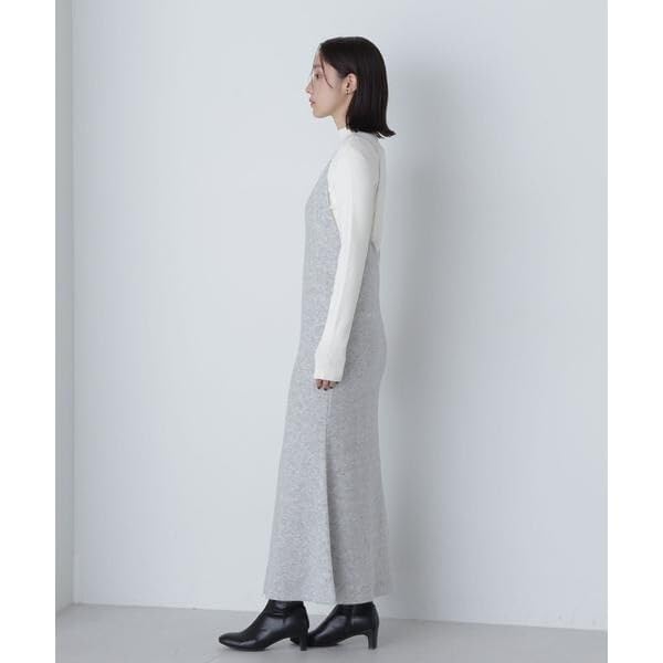 Beauty Casual Dress Knit Cami Dress Set for Blue X Charcoal [Natural Basics] Women,