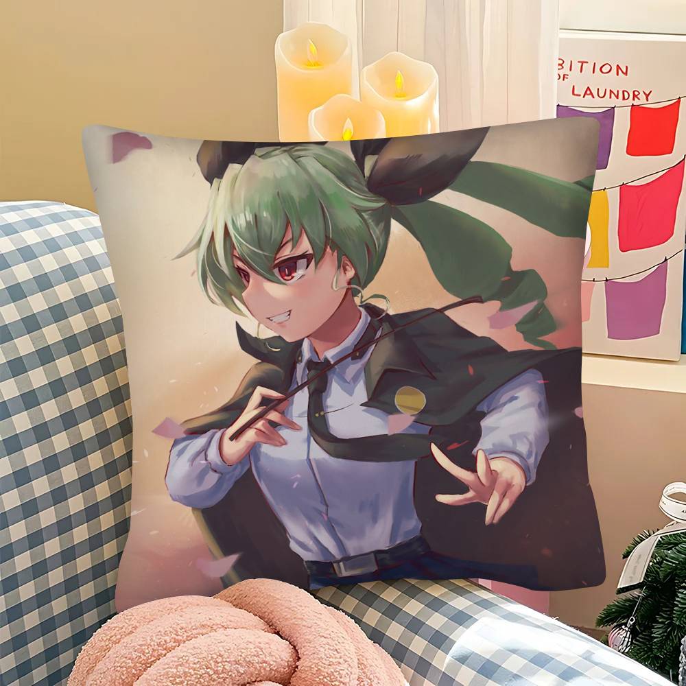1 Stück Anime Mädchen Girls Und Panzer Kissenbezug Mode Quadratischer Kissenbezug Schlafzimmer Sofa Raum Ins Dekoration Freizeit