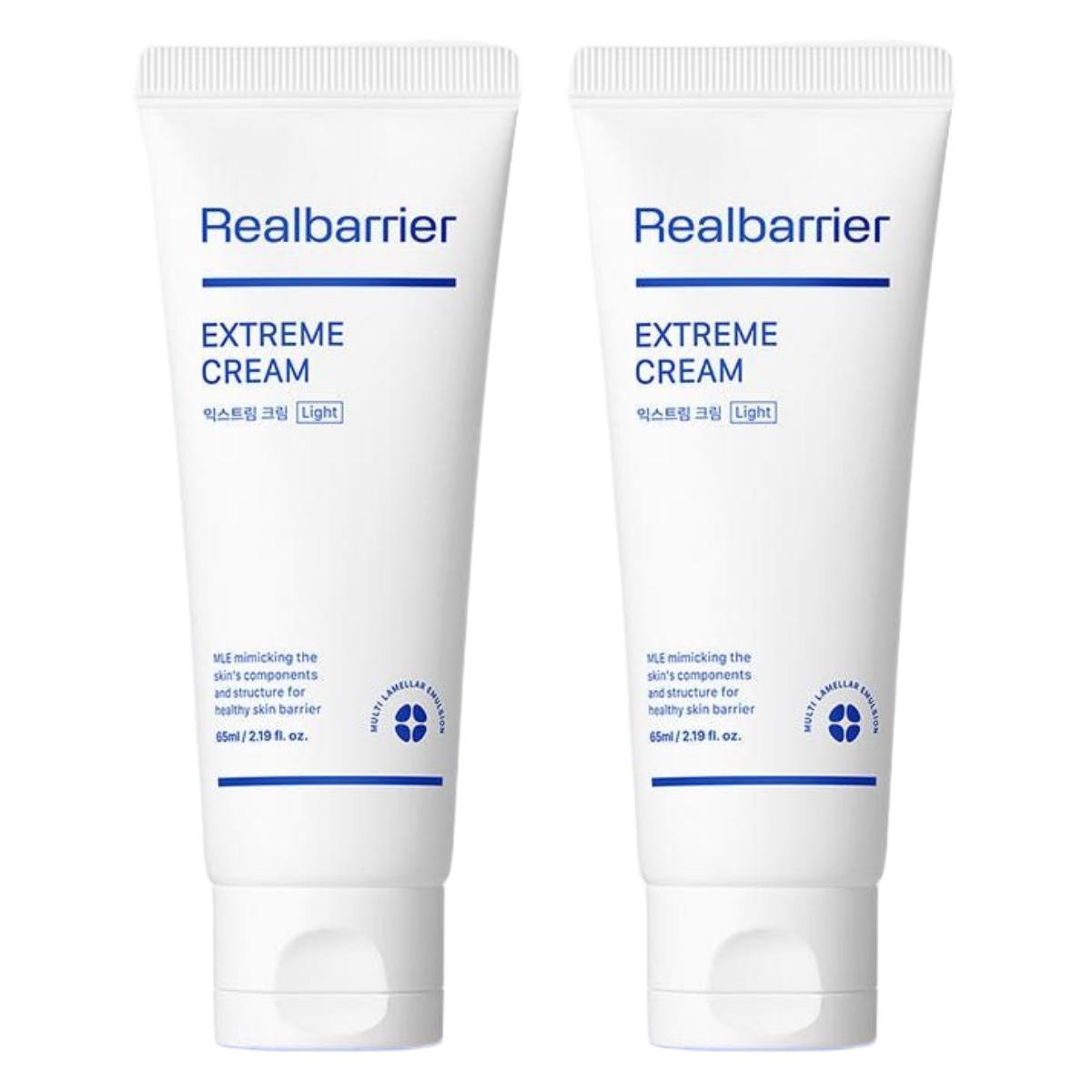 Real Barrier Extreme Cream Light 65ml Duo Set - Skin Barrier Strengthening & Fresh Hydration, Non-Greasy Daily Face Cream (2ea)