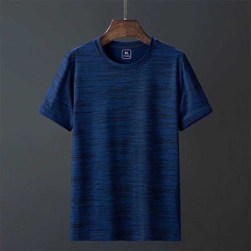 Source Summer Short-sleeved T-shirt Men's Sports Quick-drying Round Neck Loose Breathable Elastic Large Size Summer Thin Top
