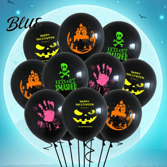 Halloween Venue Supplies 12PCS Fluorescent Balloons Durable Latex Party Decorations Glow in The Black Light Reactive Balloons Dark Festive