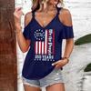 T-shirt Femme Décolleté Bardot Bretelles à Nouer Manches Courtes Décontracté avec Graphique Impression Drapeau 1776 Jour de l'Indépendance Haut 250 Ans 2026