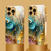 Gold Liquid Splashing Crystal Tempered Glass Phone Case For iPhone 17 Pro Max 16 15 14 Plus 11 12 13 Pro Max 16E 17Air Cover