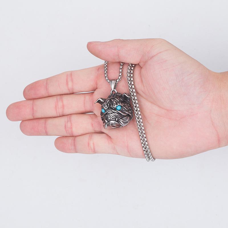 English Bulldog Titanium Steel Men's Pendant Necklace