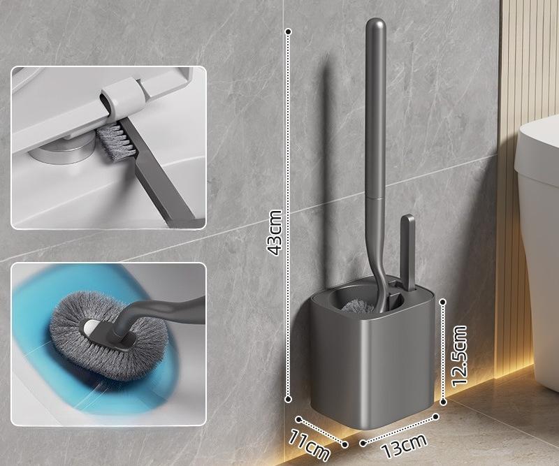Wall-mounted Toilet Brush Home Set No Drilling Required Bathroom Toilet Brush Long Handle Cleaning Brush Gap-finding Tool