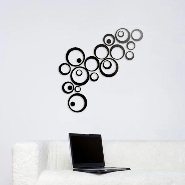 Set of 24 Round Acrylic Mirror Wall Stickers for Living Room or Bedroom Decoration