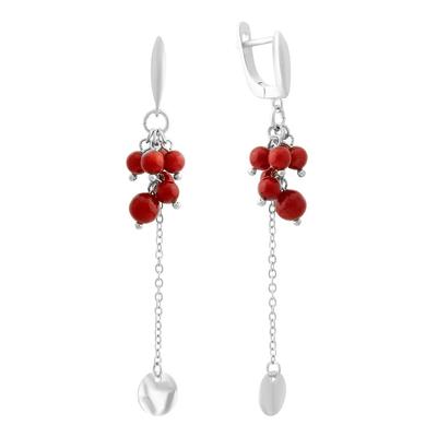 Silver Earrings with Coral (2147114)