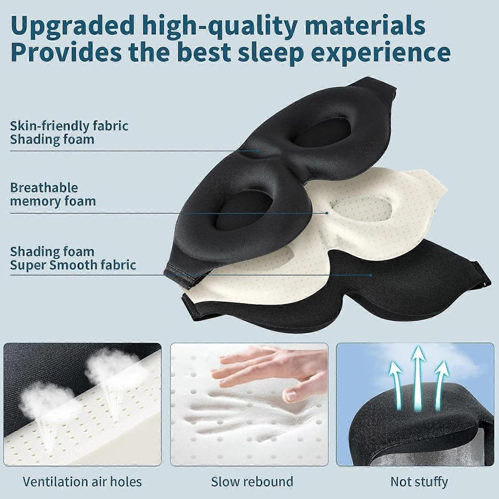 Sleep Mask for Side Sleeper, Light Blocking Sleeping Eye Mask for Women Men, 3D Contoured Cup Night Blindfold, Luxury Eye Cover Eyeshade with Adjusta