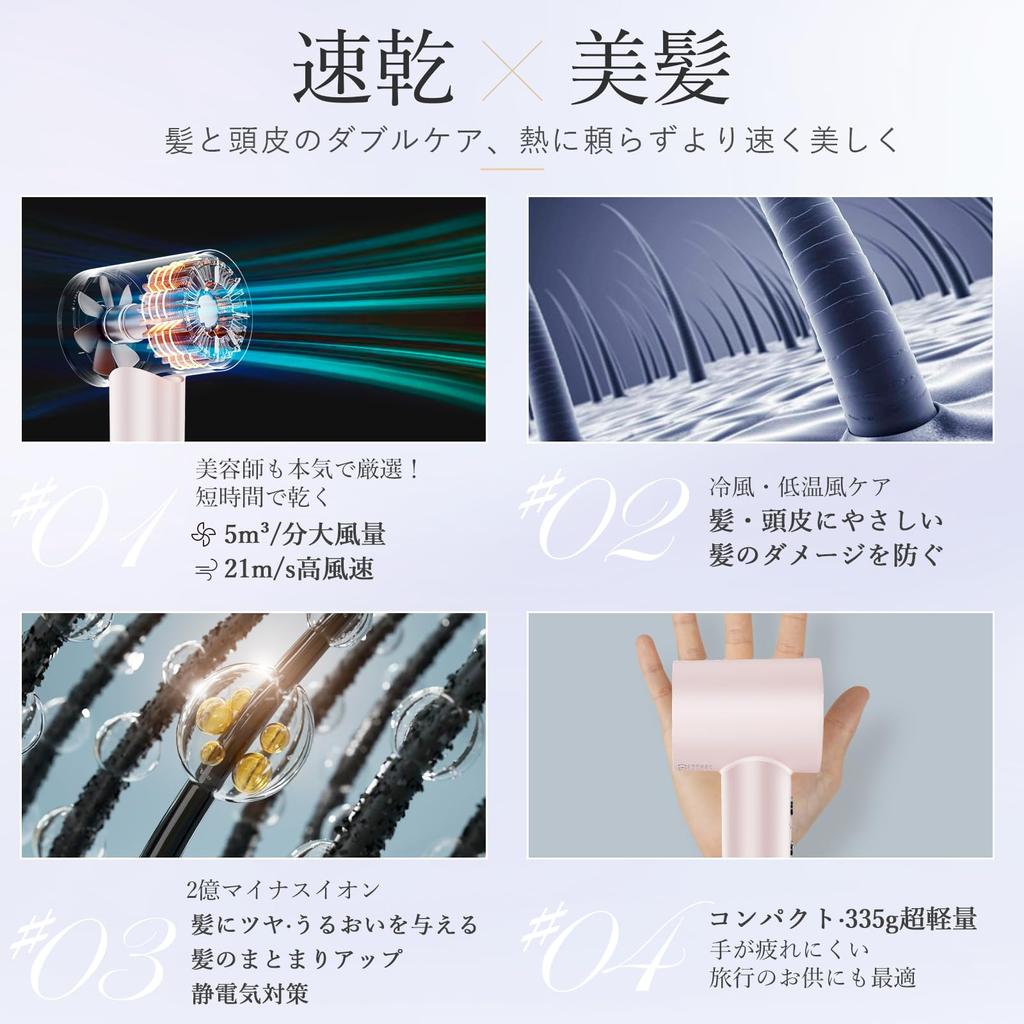 ANLAN Hair Dryer 1200W Negative Ion Pink