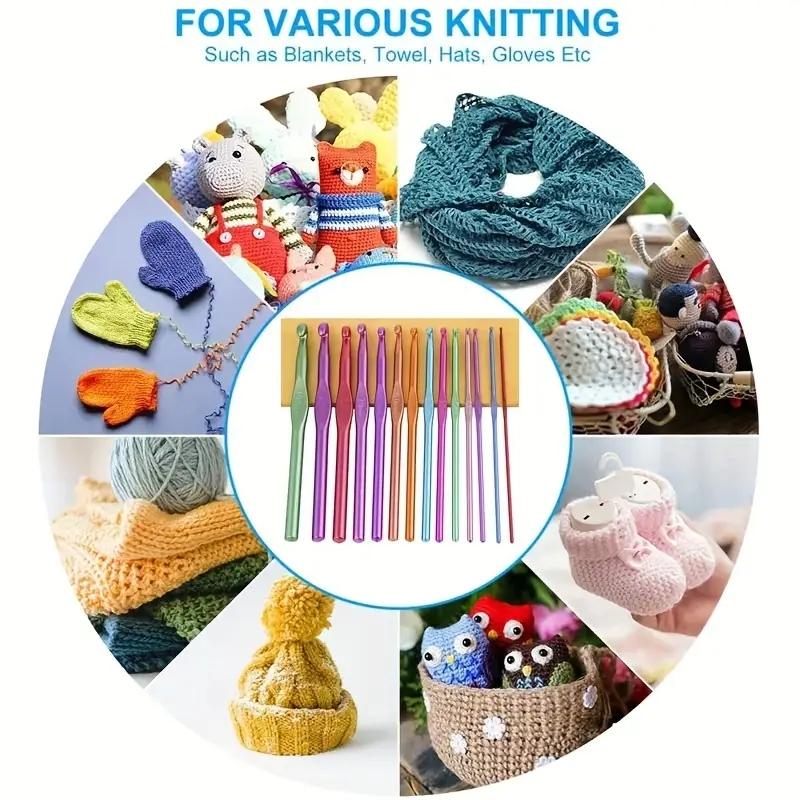 8Pcs Metal Handle Crochet Hook Colorful Aluminum Knitting Needles Single Head Crochet Knitting Yarn Crafts DIY Apparel Needles