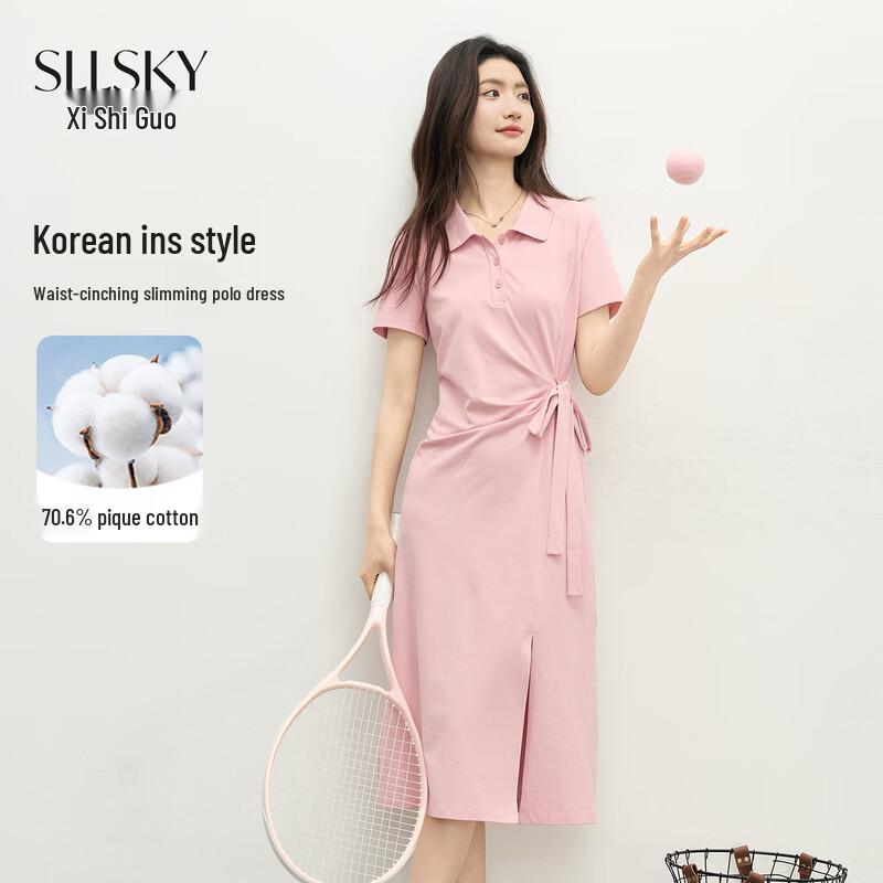 Women s Casual Polo Collar Midi Dress 2XL