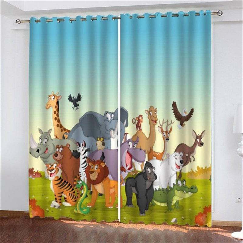 Curtain Forest Zoo Cartoon Children 3D Digital Printing High Density Blackout