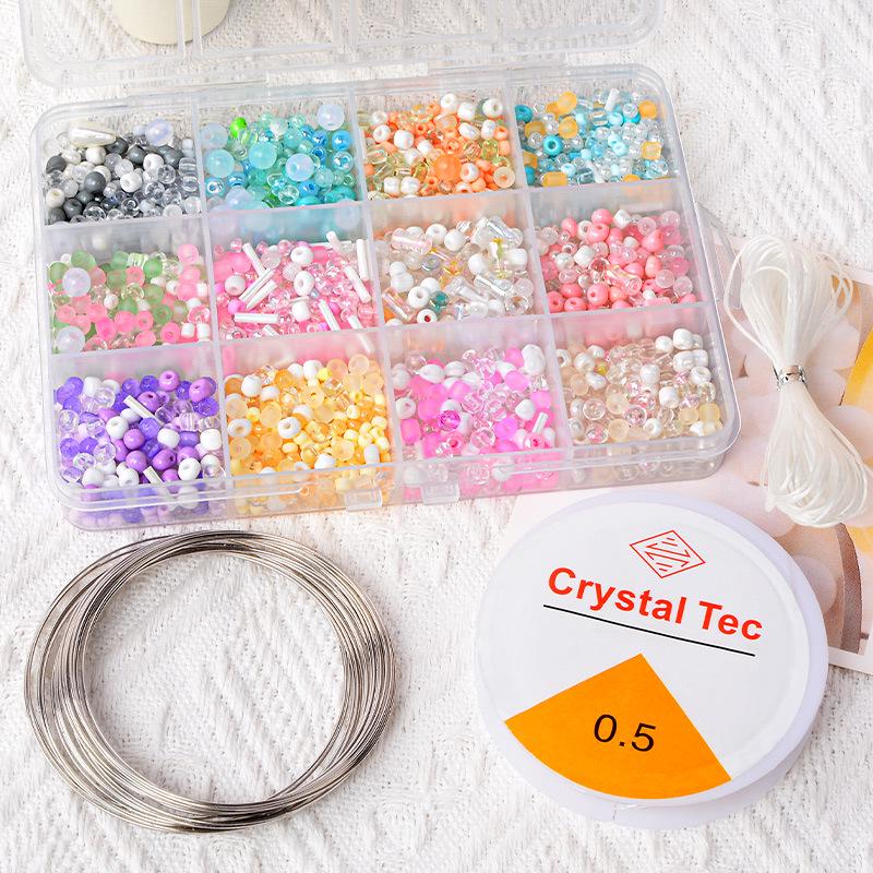 24-Compartment Mixed Color Rice Bead Gift Box for DIY Jewelry: Glass Beads for Bracelets & Necklaces