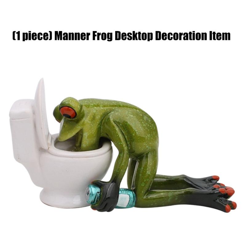 Frogs Statue for Garden Decors Green Frogs Figurines Resin Animal Sculptures Desk Ornament Collectible Gift Women Men