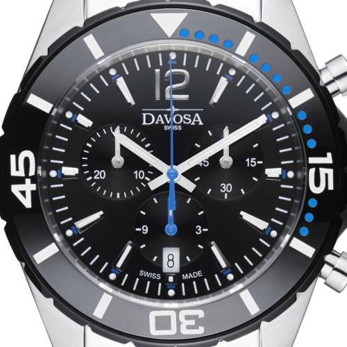 Davosa Nautic Star Chrono Swiss-made Watch, 10 ATM Water Resistant, Silver, Model 163.473.45, for Men