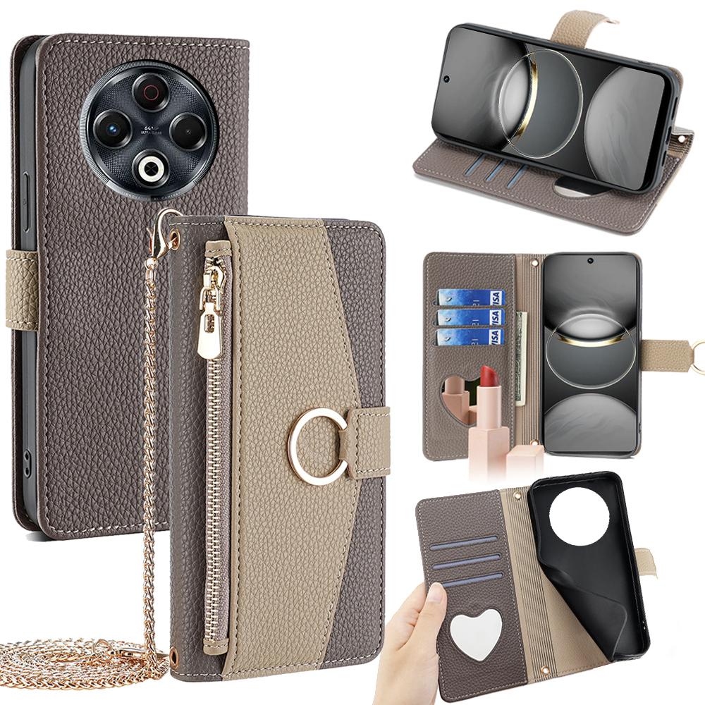 For TECNO Spark 30 4G Case Mirror Wallet Leather Phone Cover with Chain Shoulder Strap