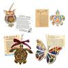 Owl Sun Catcher Natural Timber Hanging Ornament with Beaded Ribbon Card The Owl Wood Craft Wall Hanging Pendant