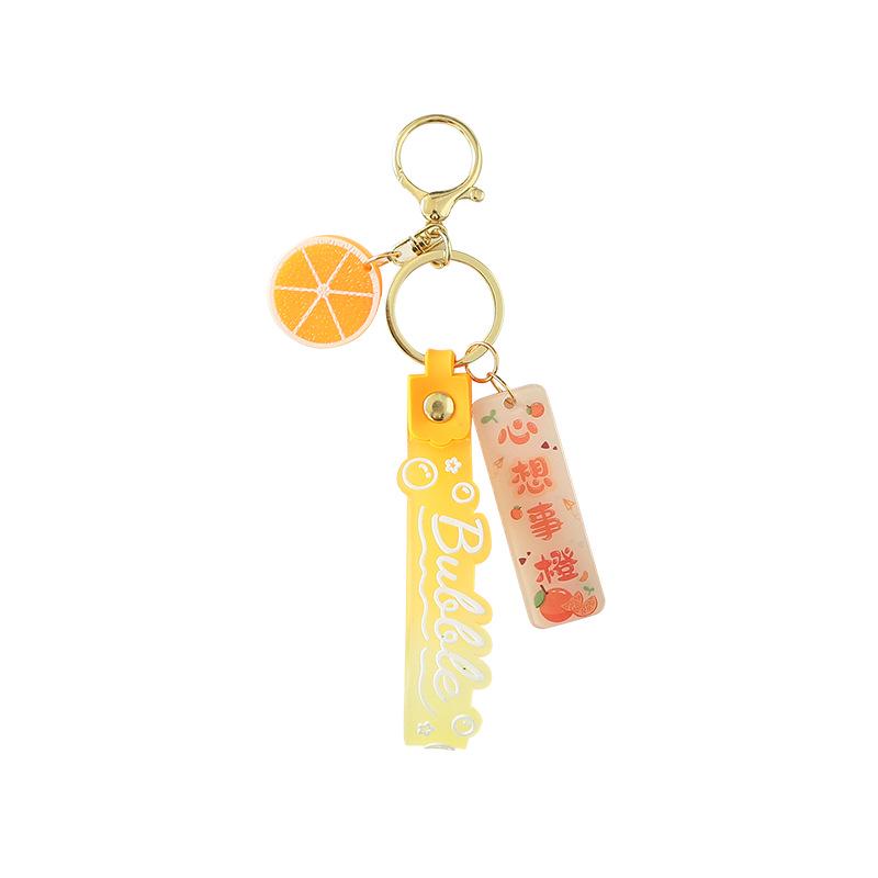 Translucent Wish Bracelet with Fruit Pendant and Versatile PVC Keychain Lanyard