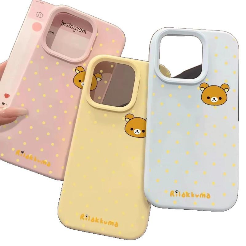 Cute Polka Dot Rilakkuma Phone Case IPhone 17 Pro Max 16 15 14 13 12 Soft TPU Full Cover Shockproof Cartoon Design