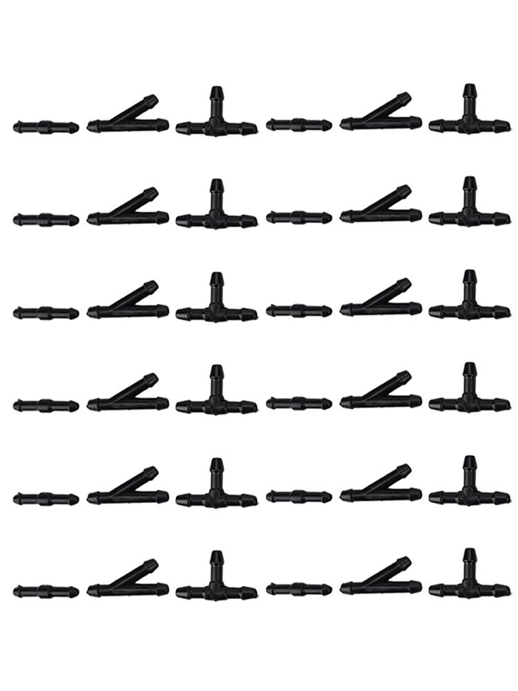 36pcs Hose Connector Black Fittings Joiner Nozzle Pipe Plastic