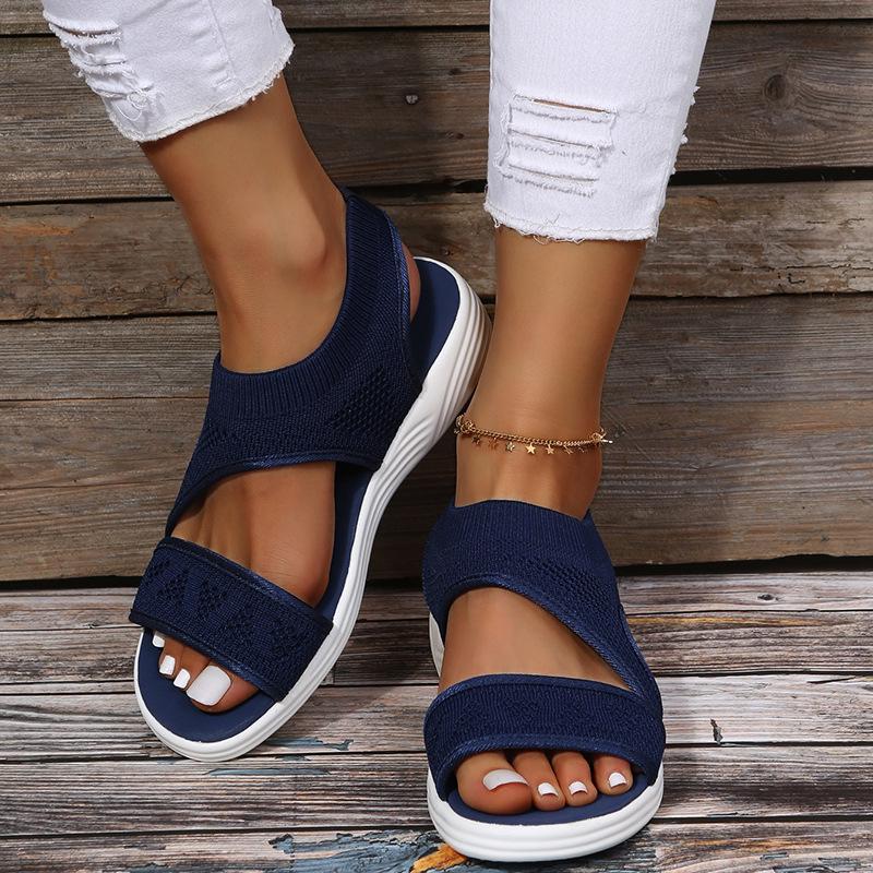 2022 Summer Women's Plus Size Wedge Heel Open Toe Mesh Breathable Outdoor Slippers