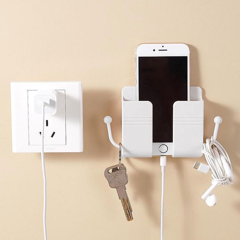 Wall Mount Phone Holder, Phone Stand For Bed, Wall Mounted Shower Phone Holder Remote Control Holder With Hooks