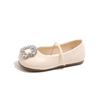 New Style French Charm Square Toe Ballet Flats Girls' Rhinestone One-Toneip-On Shoes with Skirts Soft Sole Single Shoes