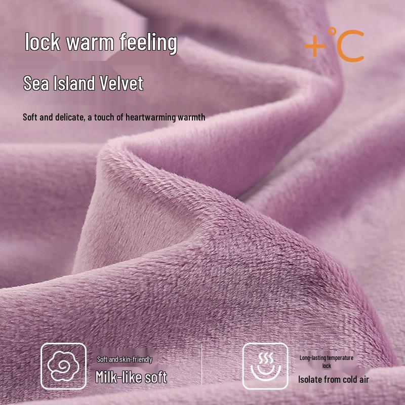 Women's Winter Fleece-Lined Pajamas – Thick Velvet Coral, Warm Plus Size Home Wear Set