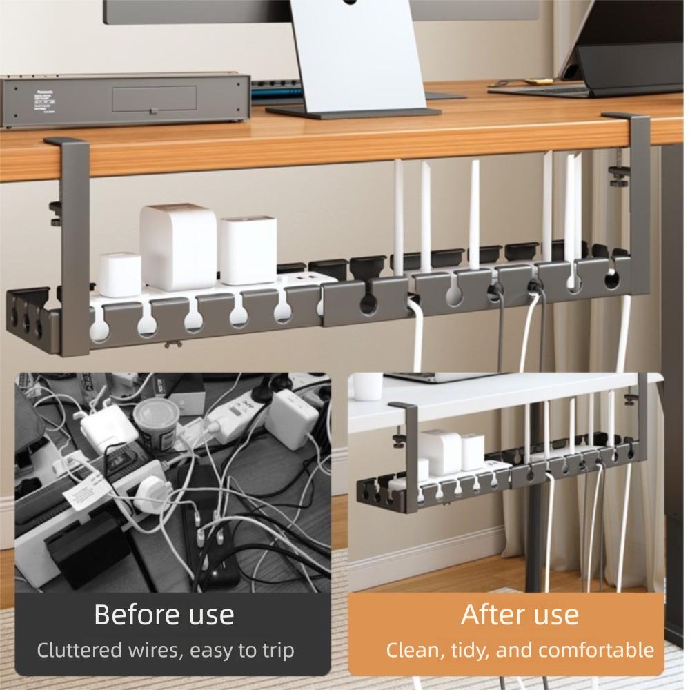 No Drilling Cord Hider Raceway Sturdy Cable Tray Hanging Shelf Power Strip Cord Holder  Office