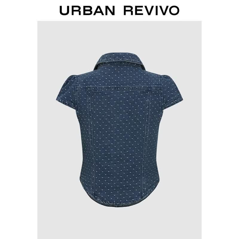 UR2026 Women s Polka Dot Denim Shirt XS