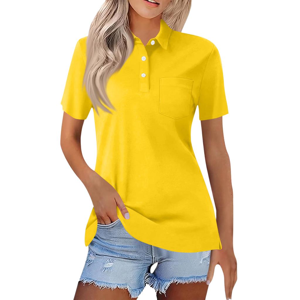 Women's Fashion Casual Lapel Short Sleeve Color Shirt Women's Button Up Tops